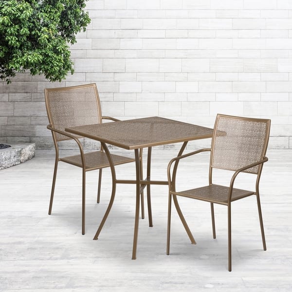 28 Square Lt Gray Indoor Outdoor Steel Patio Table Set 2 Indoor Outdoor Steel Patio Table Set