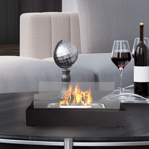 glass tabletop fireplace