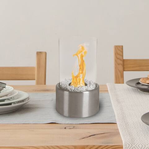 Northwest Real Smokeless Clean-burning Bio-ethanol Ventless Portable Tabletop 360-degree View Cylinder Fireplace