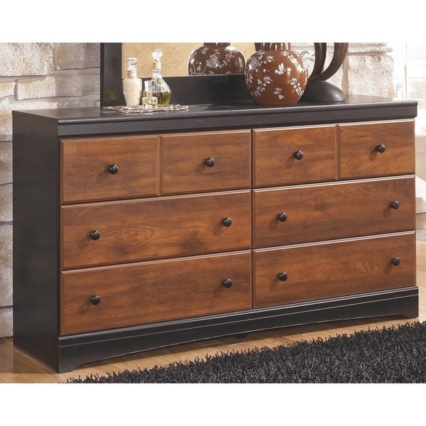 Two Tone Dark Brown Aimwell Dresser Ashley Furniture Signature Design 6 Drawer Bedroom Furniture