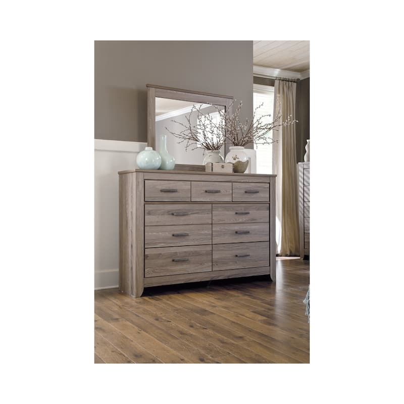 Zelen Warm Gray Dresser - Warm Gray Dresser & Mirror Set