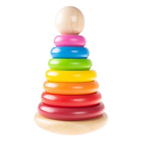 Rainbow Stacking Rings Wooden Montessori Toy for Babies Toddlers to Learn Colors Numbers and Patterns by Hey Play Multi Bed Bath Beyond 27415909