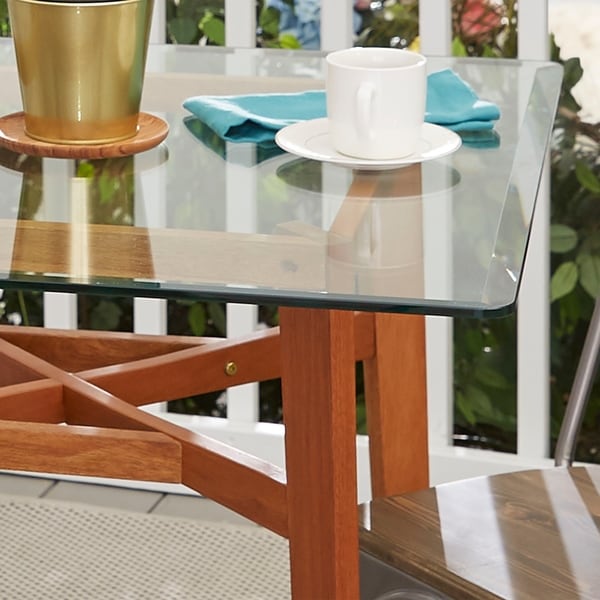 Shop Fern Square Tempered Glass Top with Wood Base Dining ...
