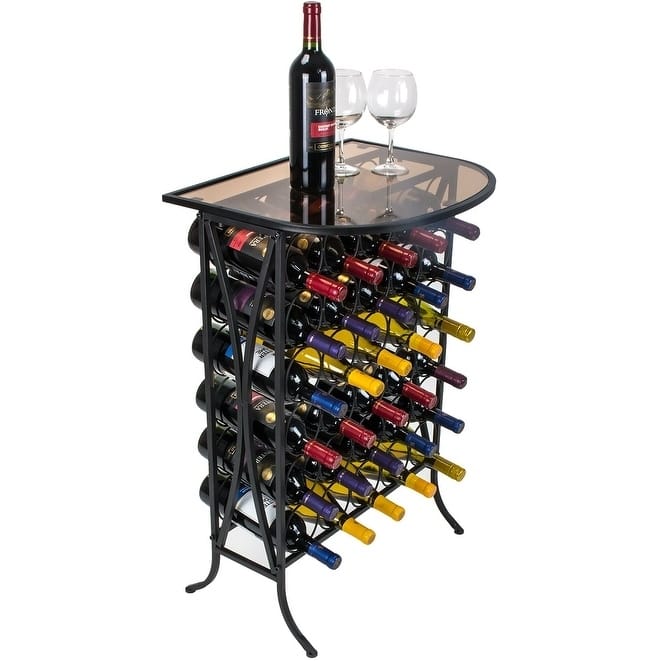 Wine Stand 30 Bottle with Glass Top