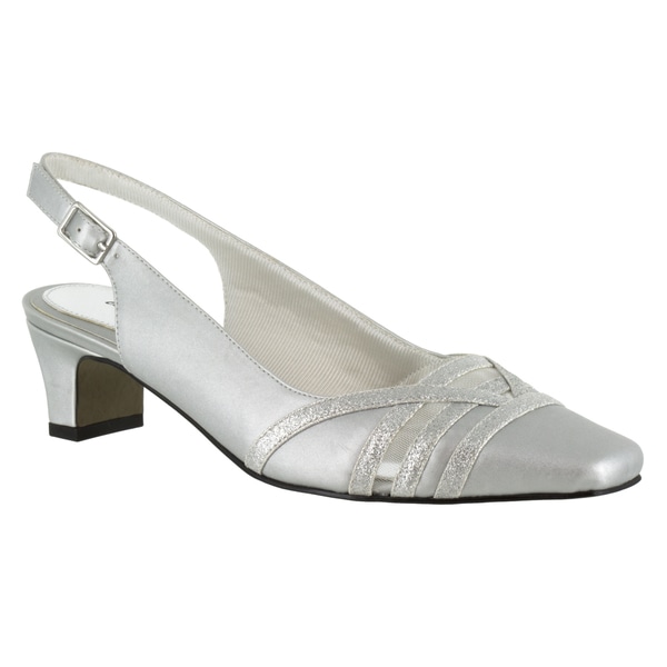 Easy Street Women's Kristen Slingback Pump (Silver Satin/Silver with ...