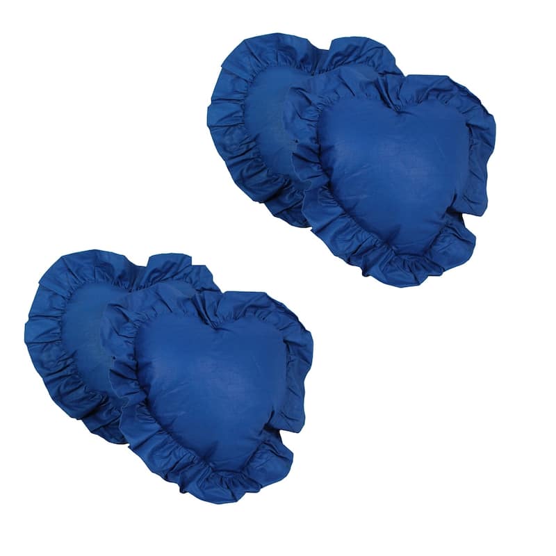 Blazing Needles Chintz 12-inch Heart Throw Pillow (Set of 4) - Royal Blue