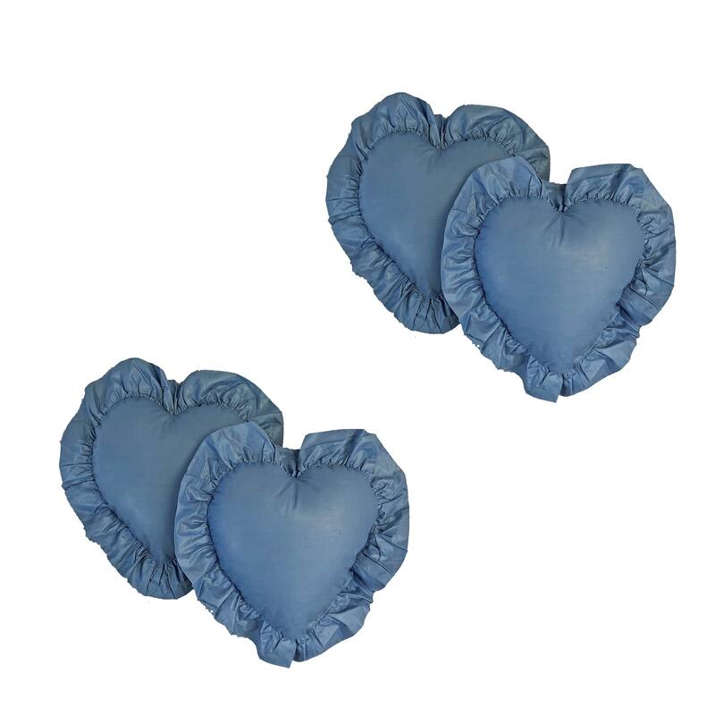 Blazing Needles Chintz 12-inch Heart Throw Pillow (Set of 4) - Baby Blue