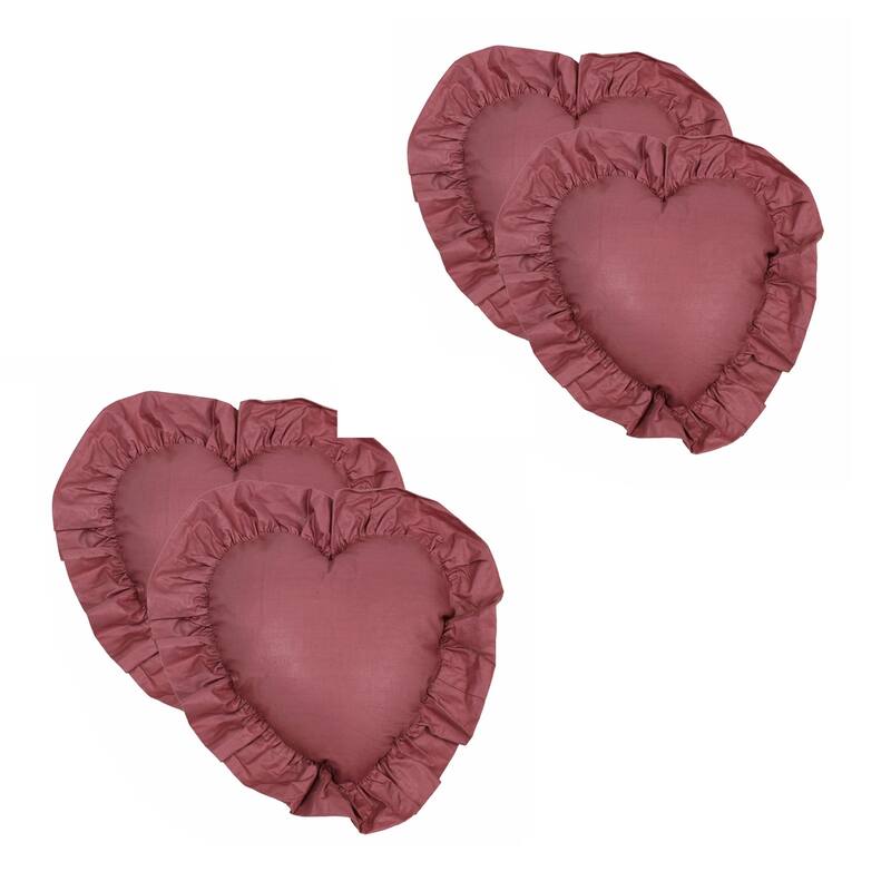 Blazing Needles Chintz 12-inch Heart Throw Pillow (Set of 4) - Pink