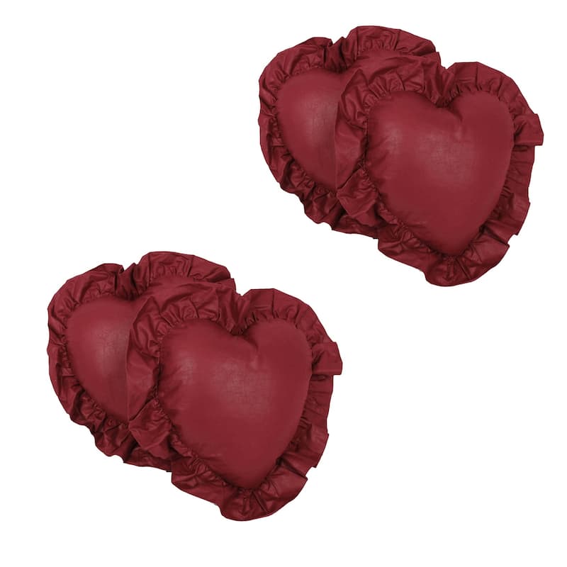 Blazing Needles Chintz 12-inch Heart Throw Pillow (Set of 4) - Burgundy