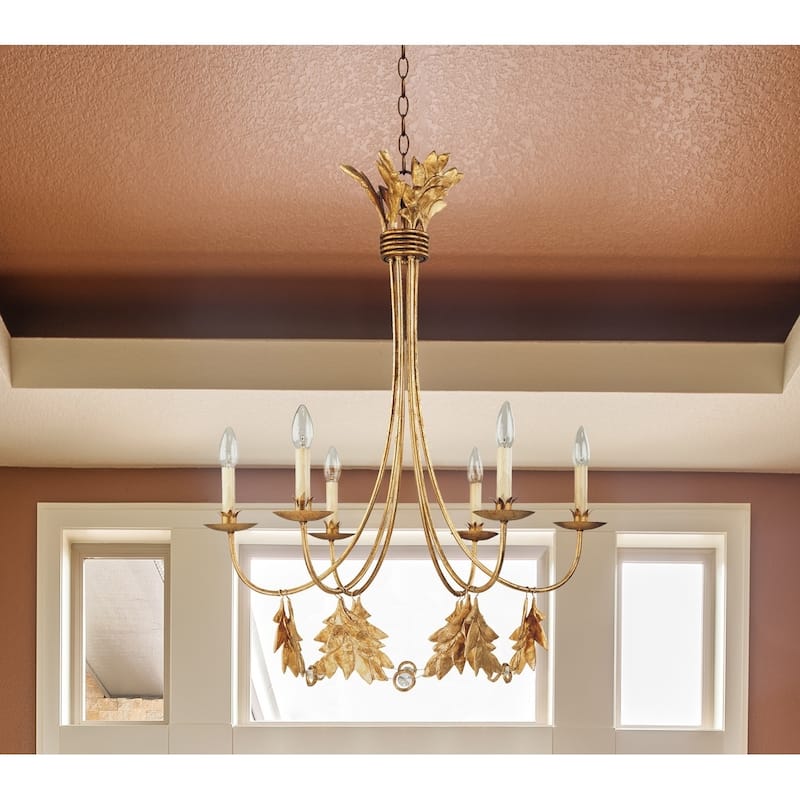 French Distressed Gold Vintage Like Chandelier By Lucas McKearn