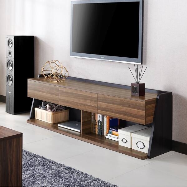 Alan Modern Walnut 73-inch 3-Drawer TV Console by Furniture of America
