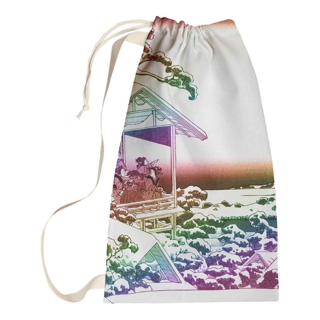 Katsushika Hokusai Tea House at Koishikawa in Rainbow Laundry Bag - 28 x 36