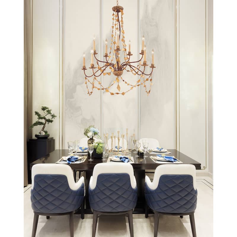 Large Chandelier Antique Distressed Gold By Lucas McKearn