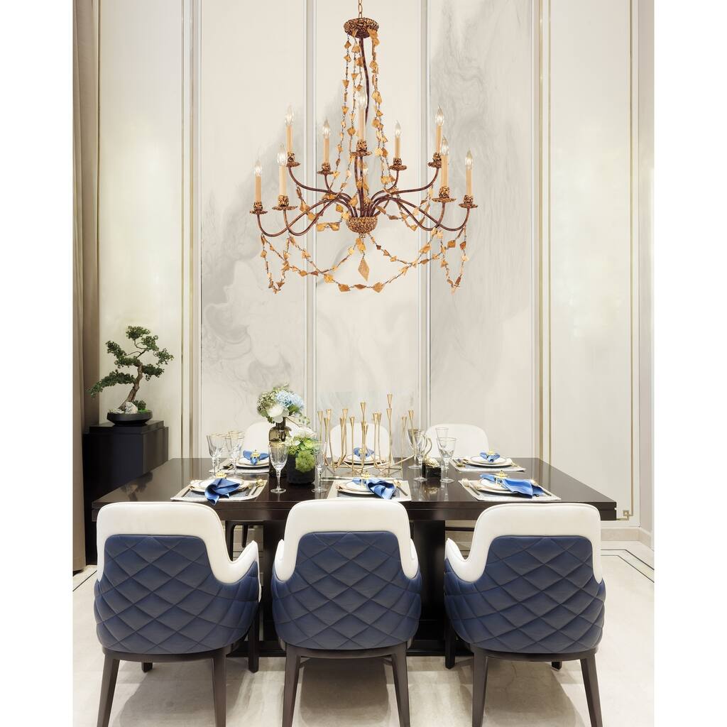 Large Chandelier Antique Distressed Gold By Lucas McKearn