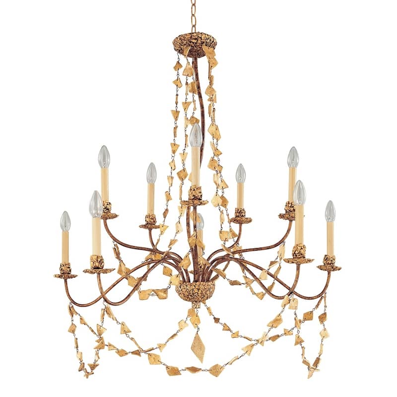 Large Chandelier Antique Distressed Gold By Lucas McKearn