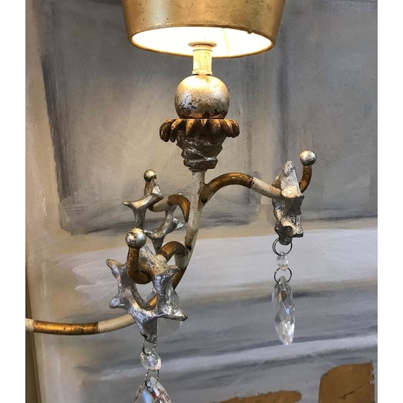 Striped Shade Gold Funky Chandelier w Crystals By Lucas McKearn