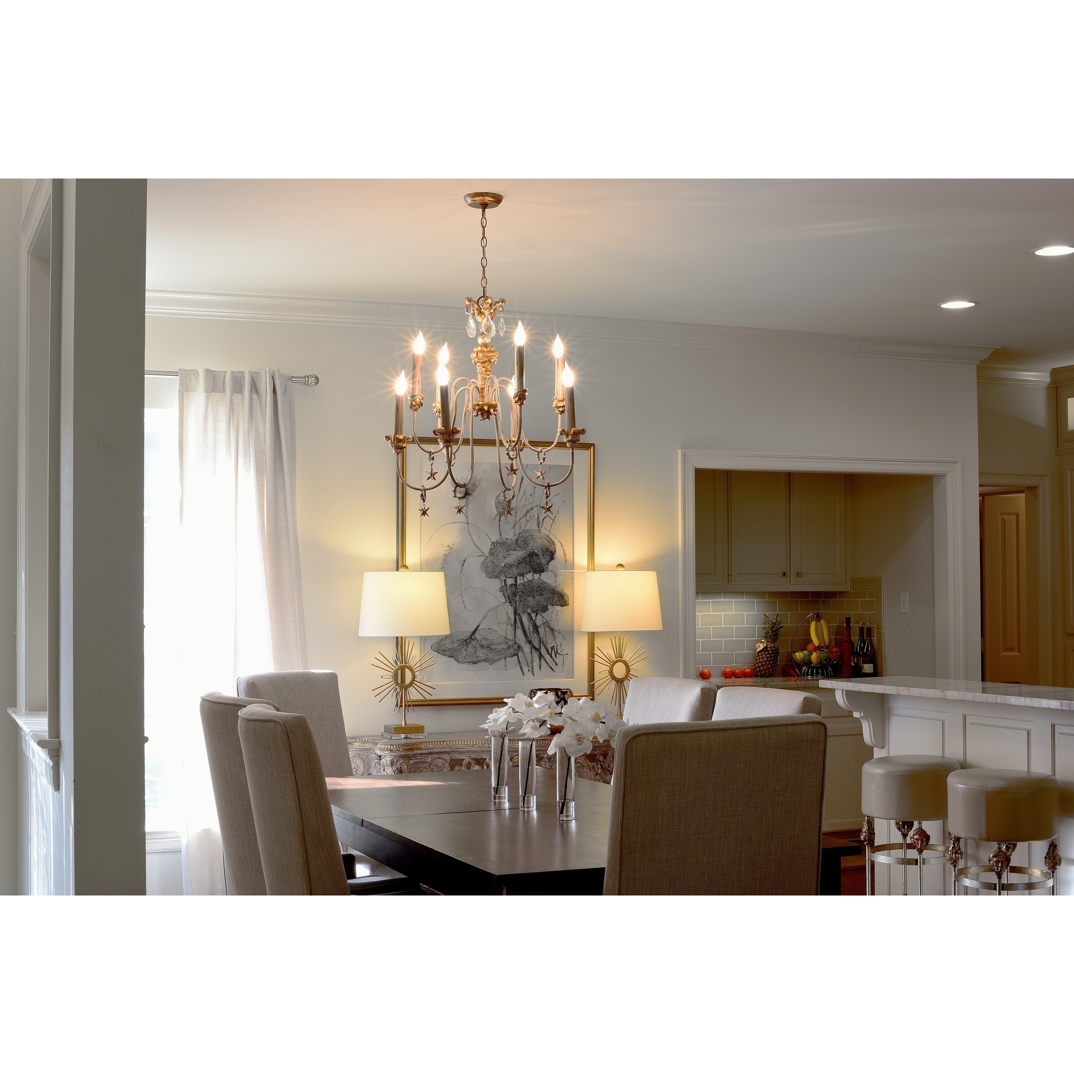 Whimsical Chandelier Stars Crystal Antiqued Gold By Lucas McKearn