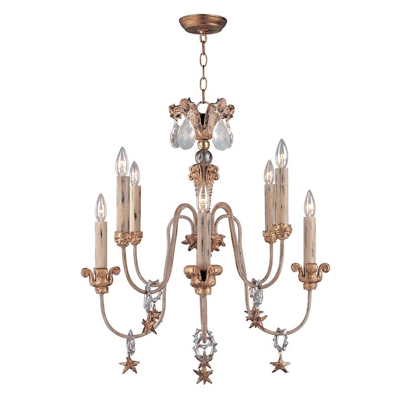 Whimsical Chandelier Stars Crystal Antiqued Gold By Lucas McKearn