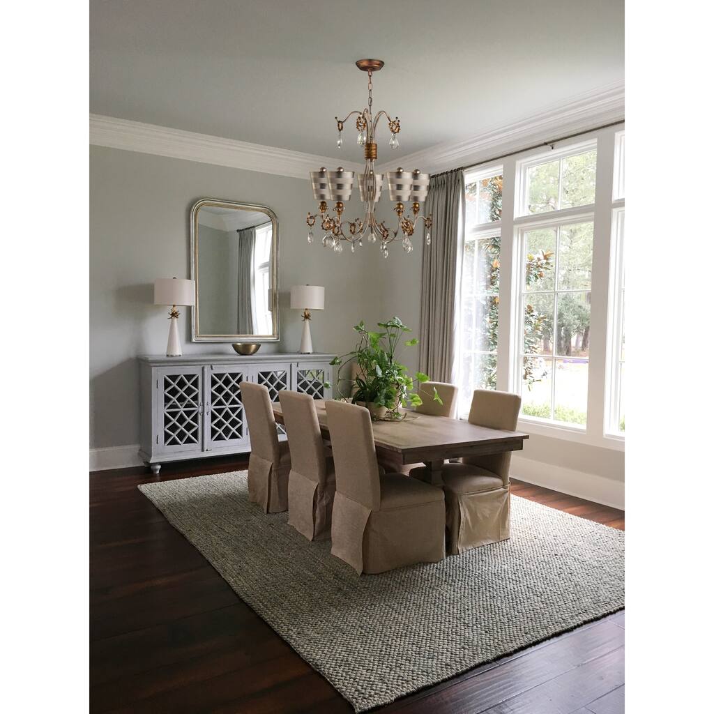 Striped Shade Funky Silver Chandelier with Crystals By Lucas McKearn