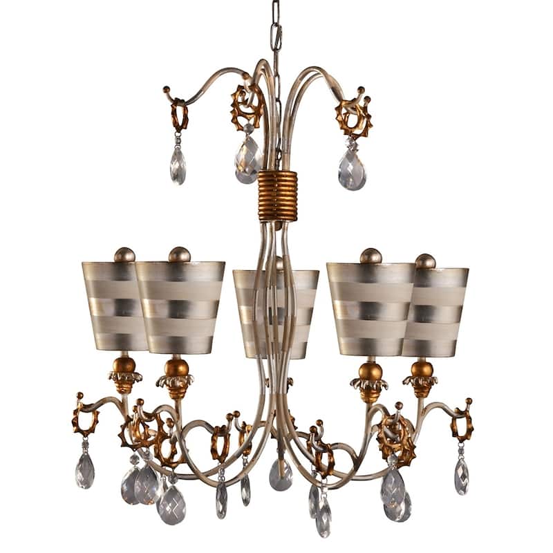 Striped Shade Funky Silver Chandelier with Crystals By Lucas McKearn