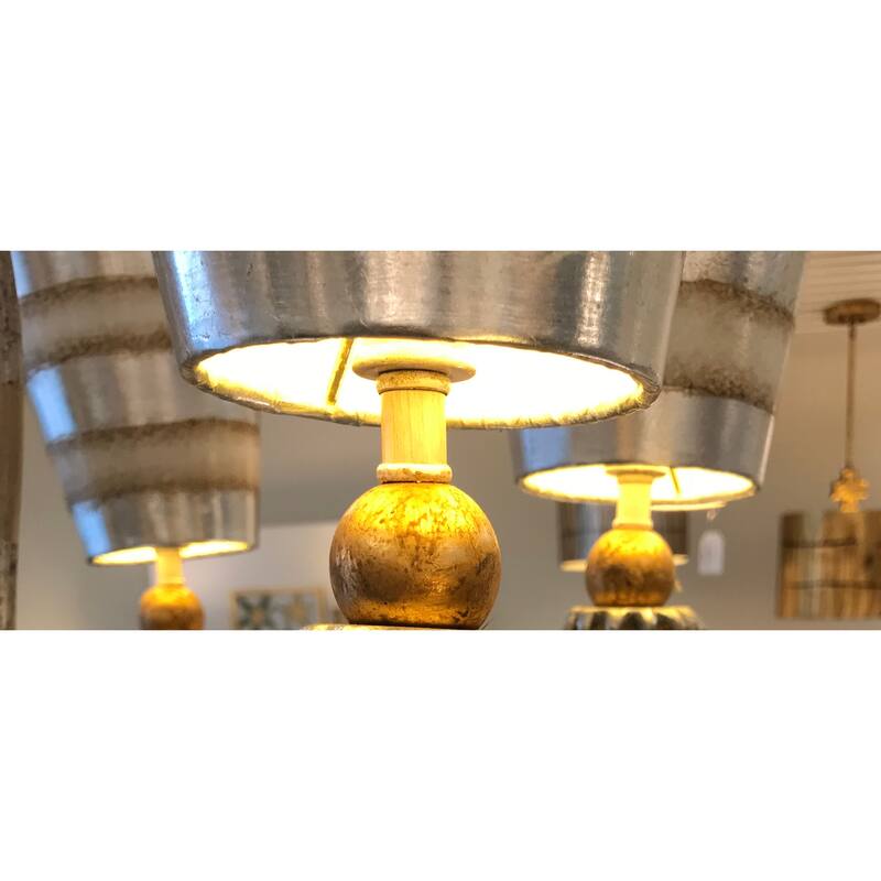Striped Shade Funky Silver Chandelier with Crystals By Lucas McKearn