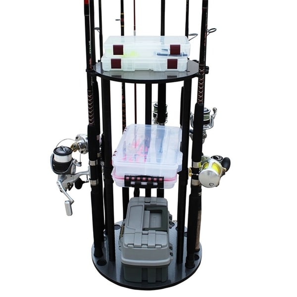 Cylindrical Fishing Rack Rod Storage Round Spinning Durable Wood Quality Sturdy