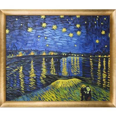 La Pastiche Vincent Van Gogh 'Starry Night Over the Rhone' (Luxury Line) Hand Painted Oil Reproduction