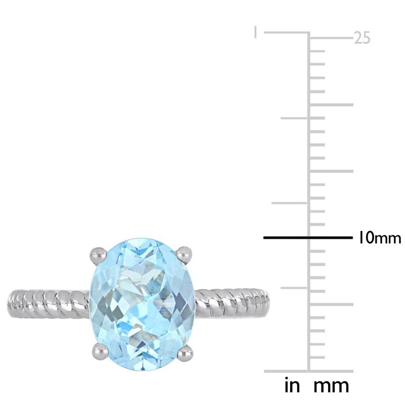Miadora 14k White Gold Oval-Cut Aquamarine Solitaire Twist Ring