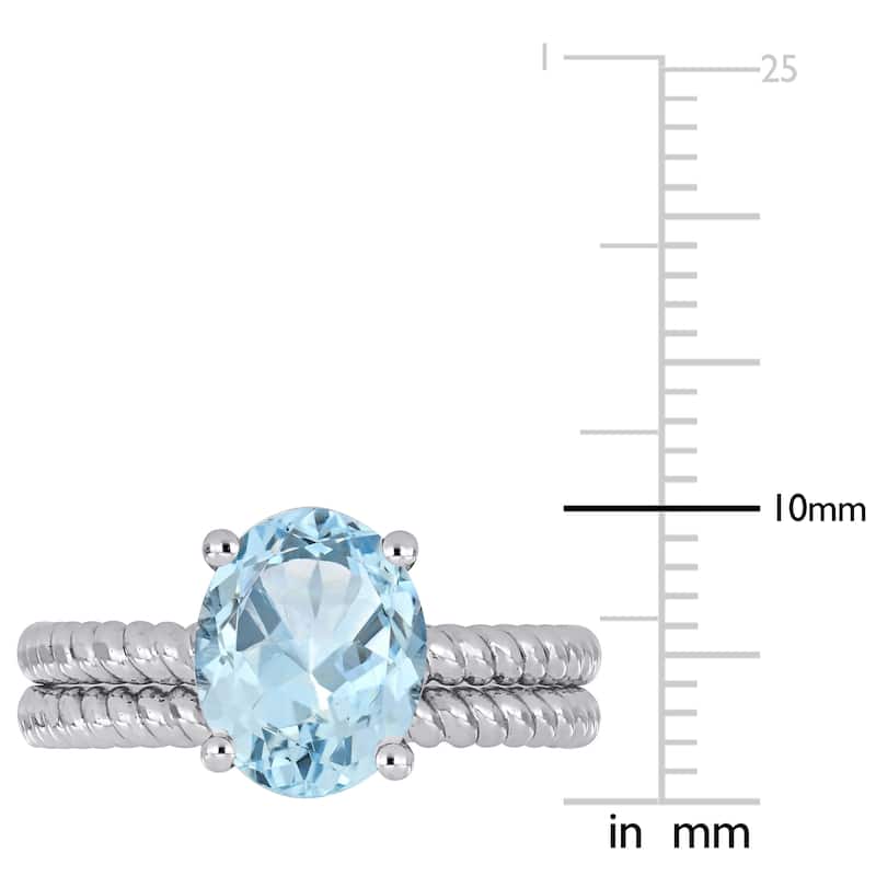 Miadora 14k White Gold Aquamarine Solitaire Twisted Bridal Ring set