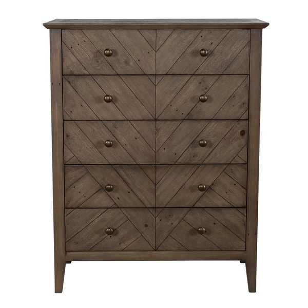 Shop Carson Carrington Nesflaten Reclaimed Pine 5 Drawer Dresser