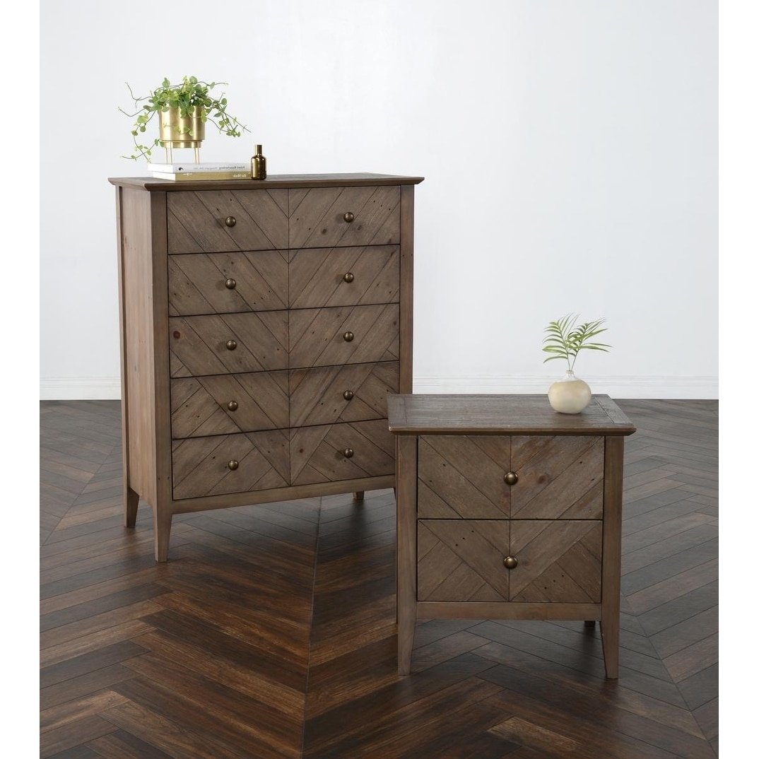 Shop Carson Carrington Nesflaten Reclaimed Pine 5 Drawer Dresser