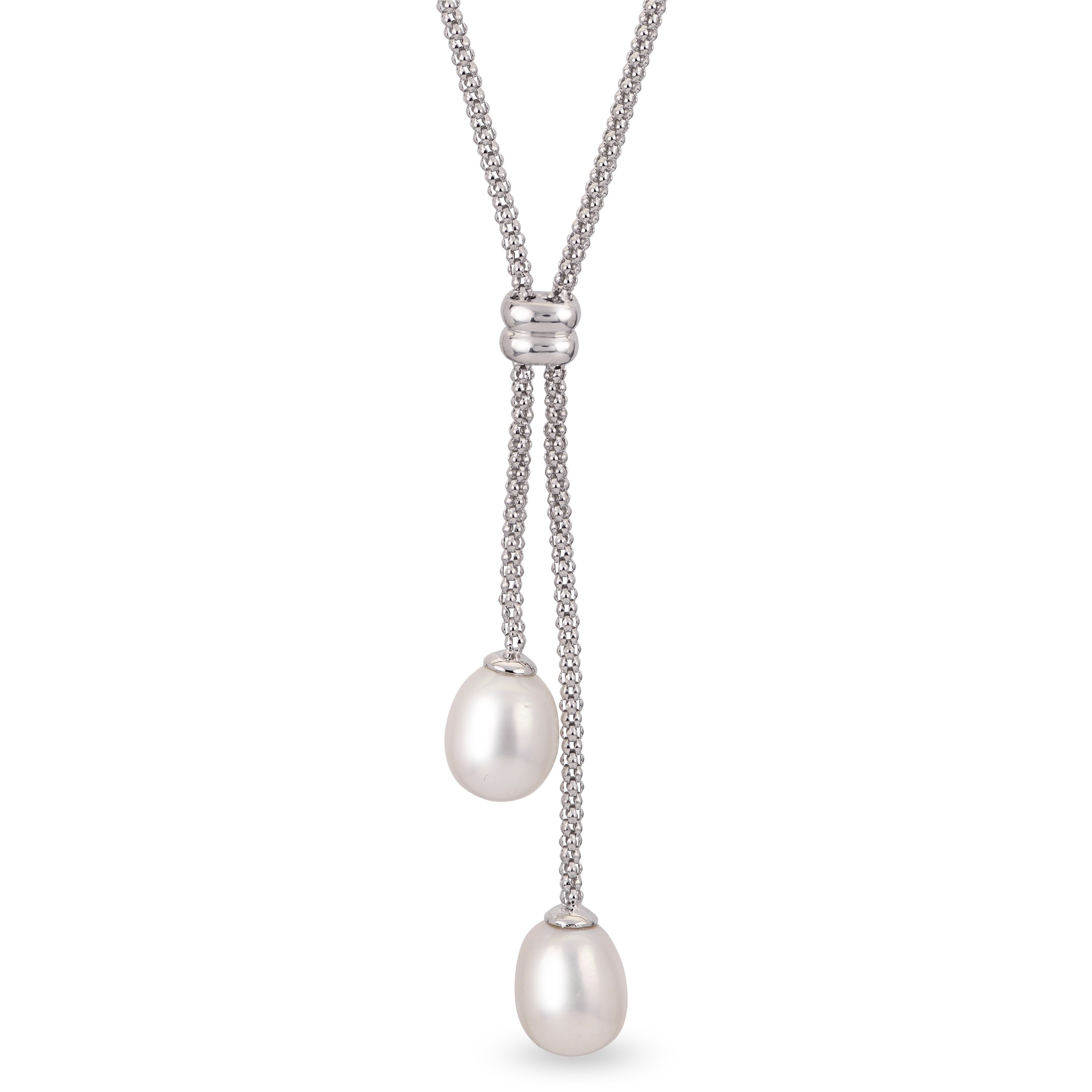 STERLING SILVER Lariat Pendant Necklace black Pearl Cultured Freshwater