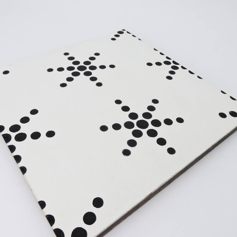 Handmade Paris in White and Black Tile, Pack of 12 (Morocco)