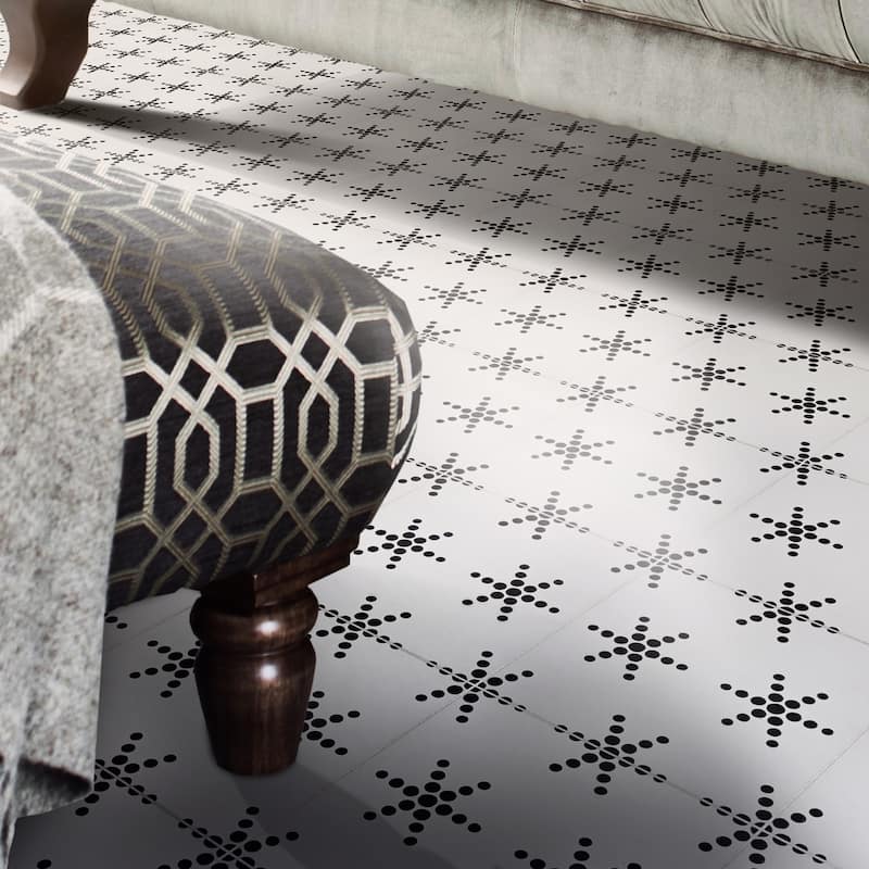 Handmade Paris in White and Black Tile, Pack of 12 (Morocco)