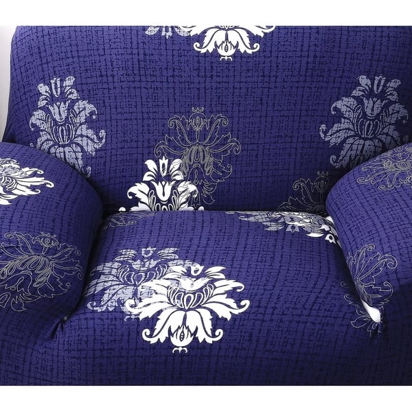 Enova Home Navy Blue Elegant Polyester And Spandex Stretch Washable Box Cushion Armchair Slipcover Overstock 27426921