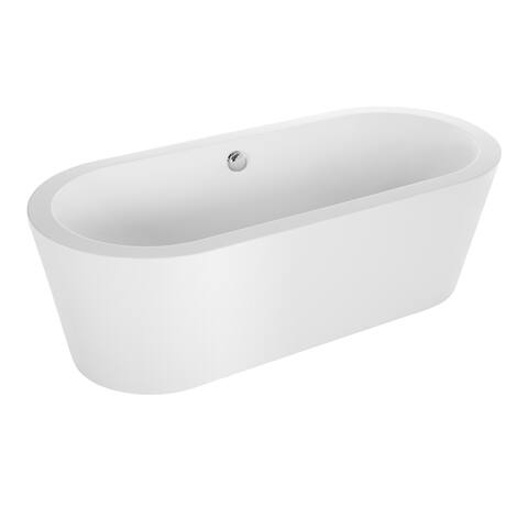 Empava 59" Luxury Freestanding Bathtub Acrylic Soaking SPA Tub, Modern