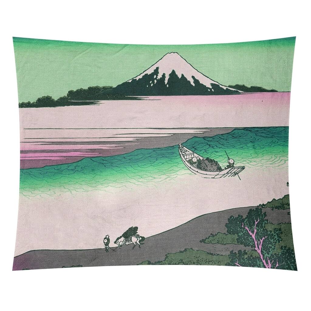 Katsushika Hokusai Tama River in Musashi Province in Green Wall Tapestry - 26 x 36