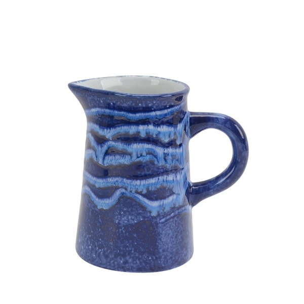 Traditional Ceramic Pitcher with Handle, Blue