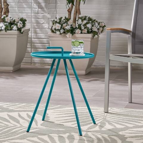 Vida Outdoor 16.5-inch Side Table with Steel Legs by Christopher Knight Home