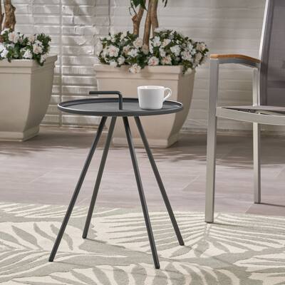 Vida Outdoor Modern 16.5" Side Table with Steel Legs by Christopher Knight Home