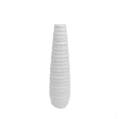 Ceramic Vase with Textured Design, Large, White