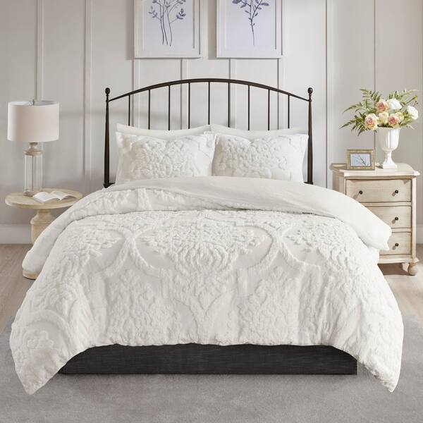 Shop Madison Park Aeriela White Tufted Cotton Chenille Damask