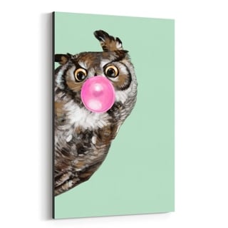 Shop Noir Gallery Cute Baby Owl Bubble Gum Animal Canvas Wall Art