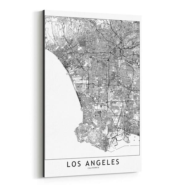 Shop Noir Gallery Los Angeles Black White Map Canvas Wall Art Print Overstock 27435868