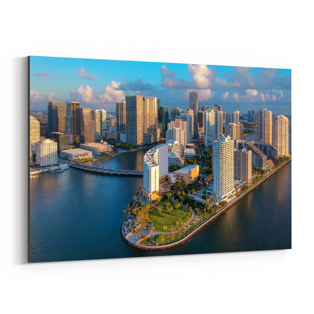 Noir Gallery Miami Downtown Brickell Skyline Canvas Wall Art Print