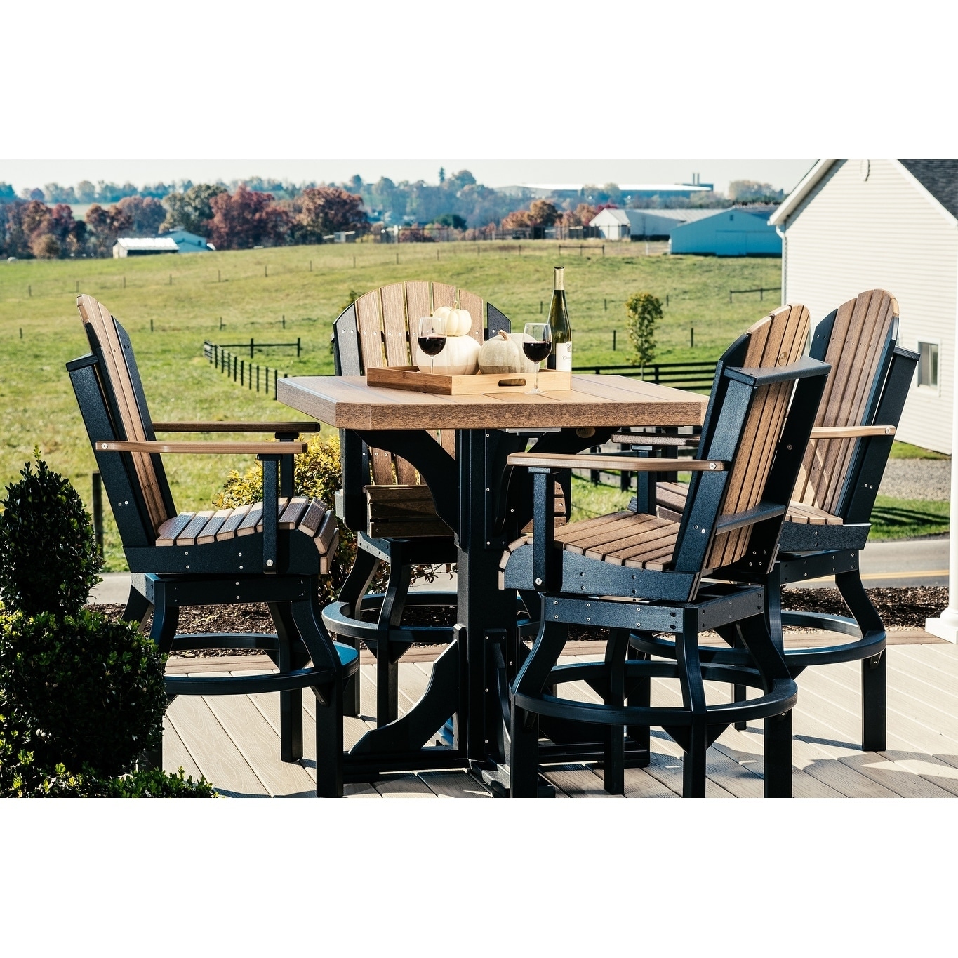 Shop Outdoor Bar Height Dining Set Table 4 Swivel Arm Chairs