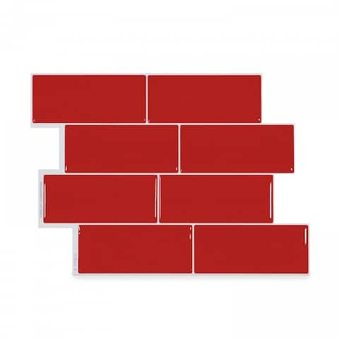 Red Cramic Kitchen Backsplash metro sofia 11 56 in x 8 38 in peel and stick self adhesive decorative