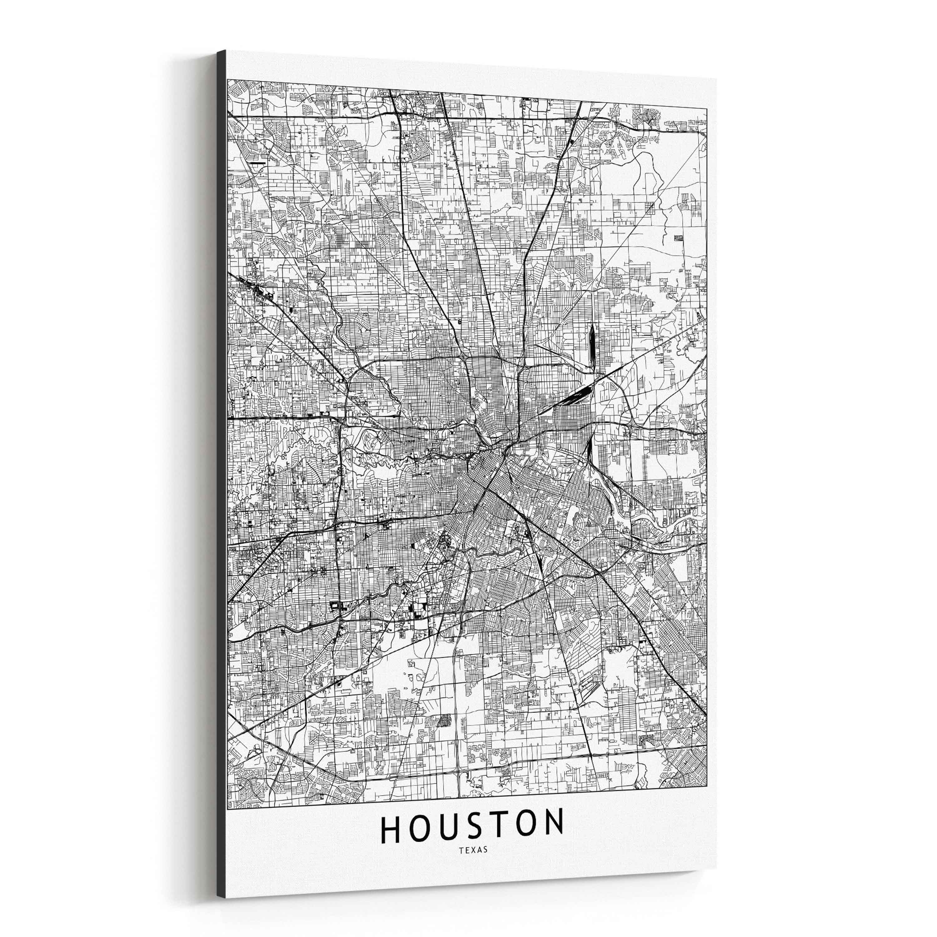 Shop Noir Gallery Houston Black White City Map Canvas Wall Art