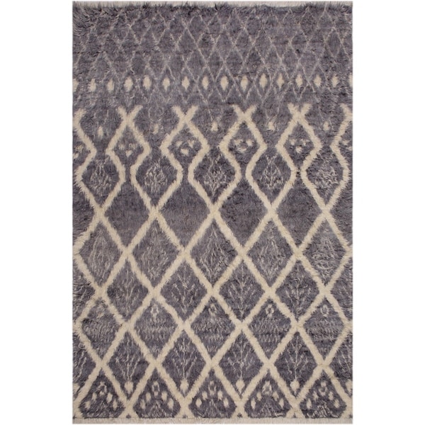 Moroccan Christia Grey/Ivory Wool Rug - 7'10 x 10'4 - 7 ft. 10 in. X 10 ft. 4 in. - 7 ft. 10 in. X 10 ft. 4 in.. Opens flyout.