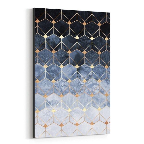 Noir Gallery Blue Abstract Geometric Art Deco Canvas Wall Art Print